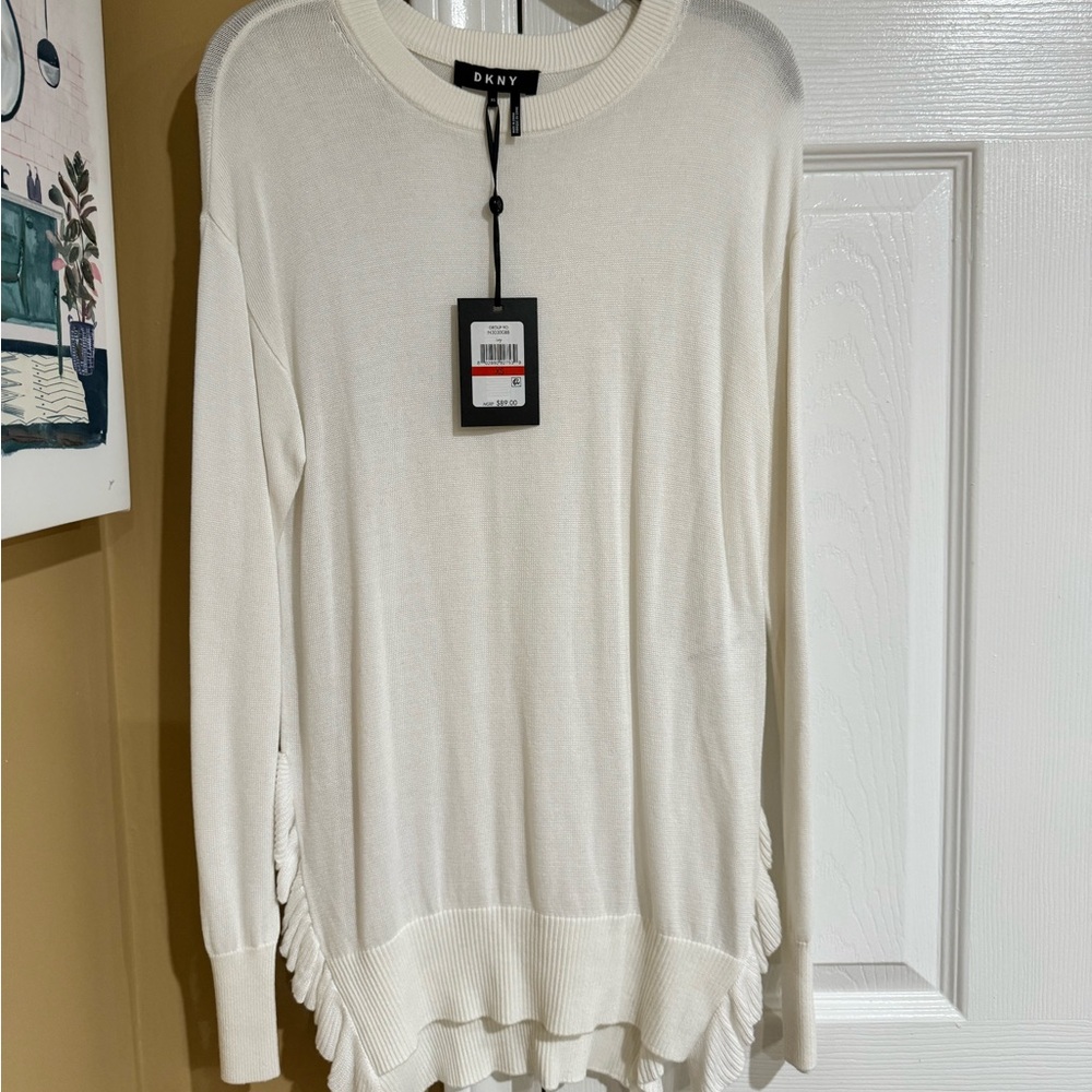 DKNY NEW Women's Ivory Crewneck Sweater XS